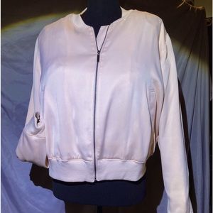 Vintage style crop satin bomber jacket